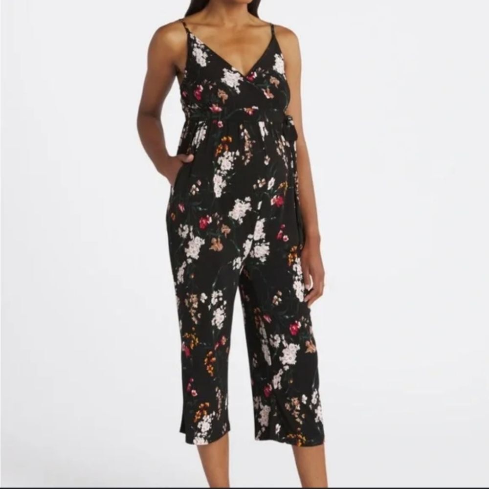 Kayleigh Rica Maternity Knit Crop Floral Jumpsuit Womens XS